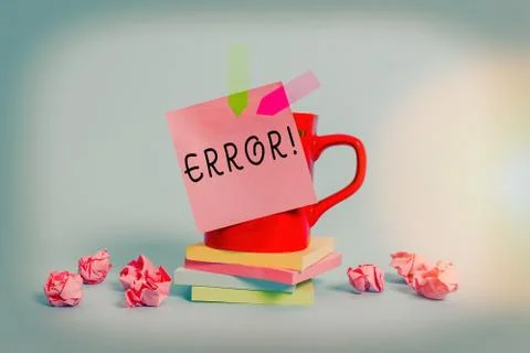 Conceptual hand writing showing Error. Business photo text state or condition of 库存照片