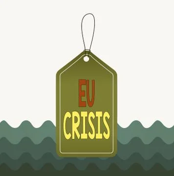 Conceptual hand writing showing Eu Crisis. Business photo text eurozone state Illustration