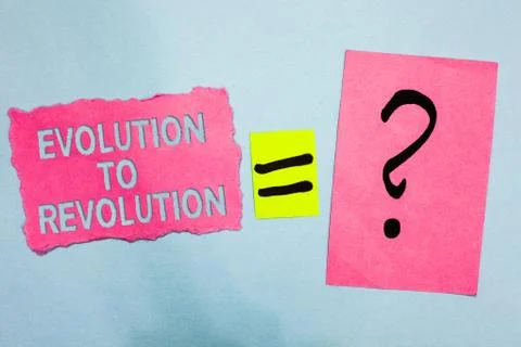 Conceptual hand writing showing Evolution To Revolution. Business photo showc 库存照片