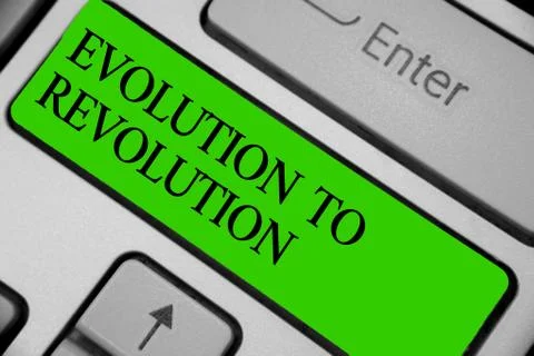 Conceptual hand writing showing Evolution To Revolution. Business photo showc Stock Photos