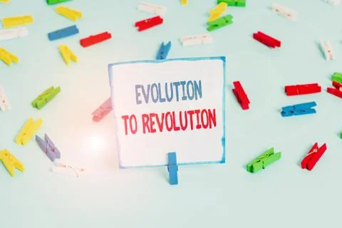 Conceptual hand writing showing Evolution To Revolution. Business photo text 写真素材