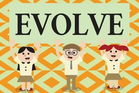 Conceptual hand writing showing Evolve. Business photo showcasing develop Stockillustratie