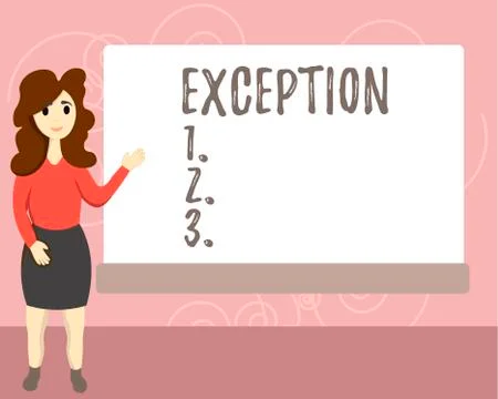 Conceptual hand writing showing Exception. Business photo text demonstrating or Stock Illustration