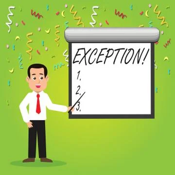 Conceptual hand writing showing Exception. Business photo showcasing Person or Stock Illustration