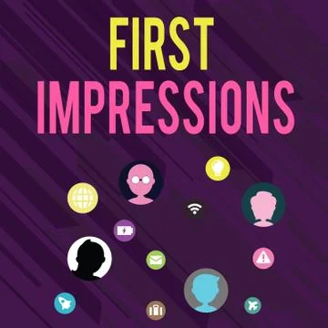 Conceptual hand writing showing First Impressions. Business photo text What a 스톡 일러스트
