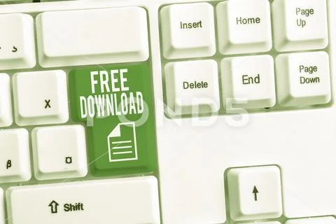 Conceptual hand writing showing Free Download. Business photo showcasing Key in Stock Photos