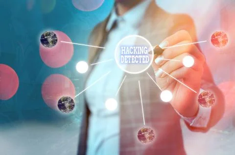 Conceptual hand writing showing Hacking Detected. Business photo text activities Stock Photos