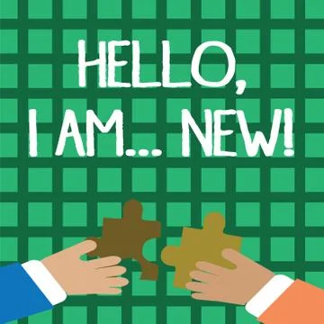Conceptual hand writing showing Hello I Am New. Business photo showcasing used Stock Illustration
