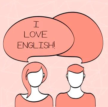 Conceptual hand writing showing I Love English. Business photo showcasing To Stock Illustration