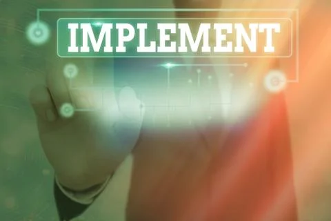 Conceptual hand writing showing Implement. Business photo text to provide Foto stock