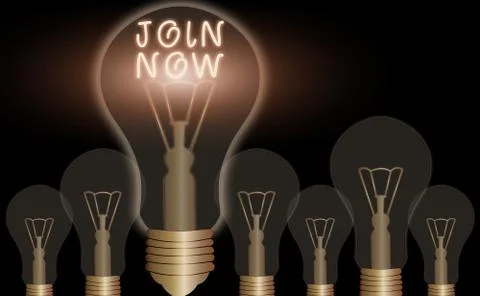 Conceptual hand writing showing Join Now. Business photo text An invite to a Stock Illustration