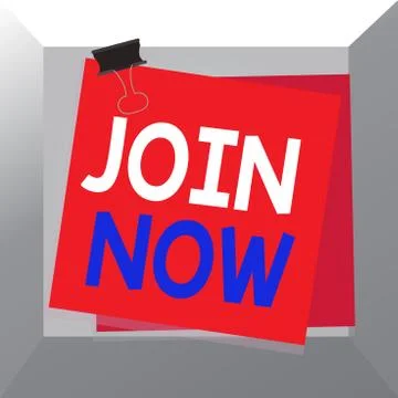 Conceptual hand writing showing Join Now. Business photo showcasing An invite to Stock Illustration