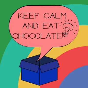 Conceptual hand writing showing Keep Calm And Eat Chocolate. Business photo text Stock Illustration