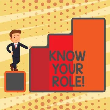 Conceptual hand writing showing Know Your Role. Business photo text Be clear of Illustrazione stock