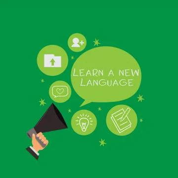 Conceptual hand writing showing Learn A New Language. Business photo text Study Ilustración de archivo
