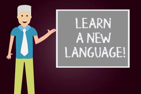 Conceptual hand writing showing Learn A New Language. Business photo text Study Ilustración de archivo