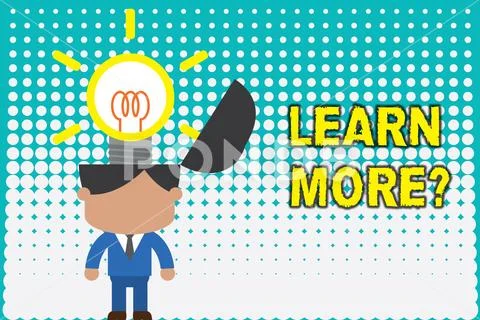 Conceptual hand writing showing Learn More question. Business photo showcasing Stock Illustration
