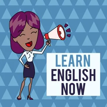 Conceptual hand writing showing Learn English Now. Business photo text gain or Stock Illustration