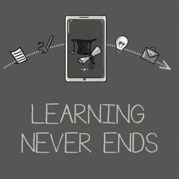 Conceptual hand writing showing Learning Never Ends. Business photo showcasing Stock Illustration
