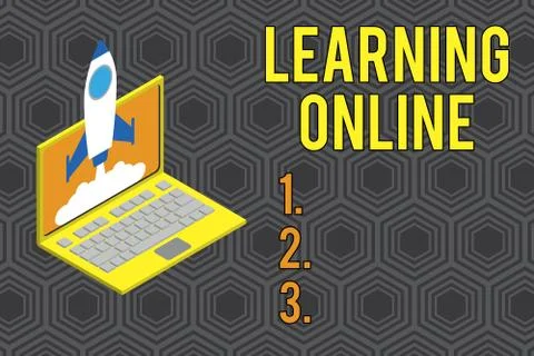 Conceptual hand writing showing Learning Online. Business photo text Learn Illustrazione stock