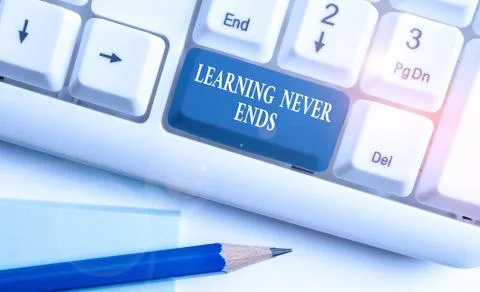 Conceptual hand writing showing Learning Never Ends. Business photo showcasing Foto stock