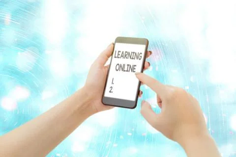 Conceptual hand writing showing Learning Online. Business photo showcasing Learn Fotos de archivo