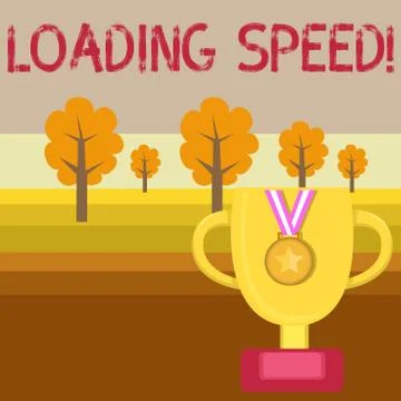 Conceptual hand writing showing Loading Speed. Business photo text time takes to Illustrazione stock
