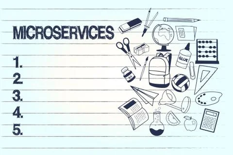 Conceptual hand writing showing Microservices. Business photo text Software Stockillustratie