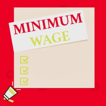Conceptual hand writing showing Minimum Wage. Business photo text the lowest 스톡 일러스트
