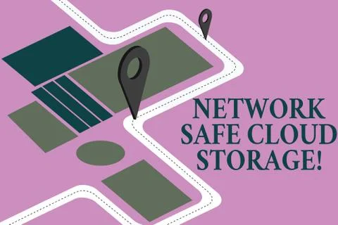 Conceptual hand writing showing Network Safe Cloud Storage. Business photo 스톡 일러스트
