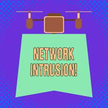 Conceptual hand writing showing Network Intrusion. Business photo showcasing Illustrazione stock