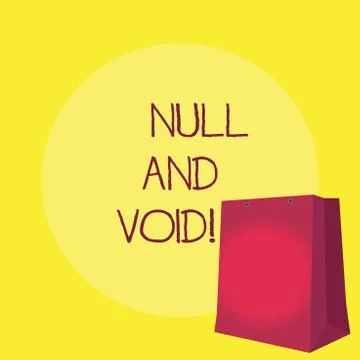 Conceptual hand writing showing Null And Void. Business photo showcasing Cancel Stock-Illustration