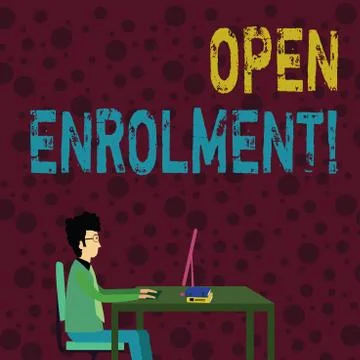 Conceptual hand writing showing Open Enrolment. Business photo text student Illustrazione stock
