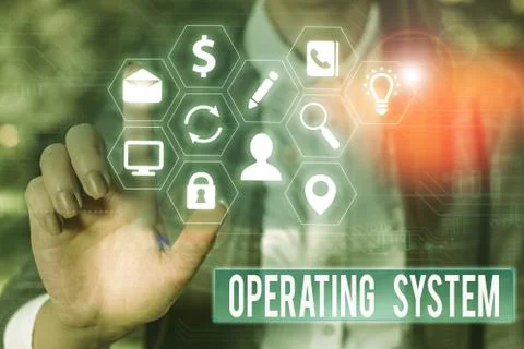 Conceptual hand writing showing Operating System. Business photo showcasing Stock Photos