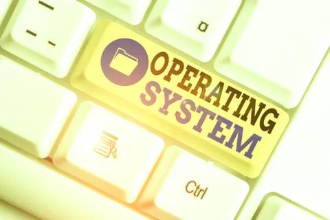 Conceptual hand writing showing Operating System. Business photo text software Stock Photos