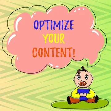 Conceptual hand writing showing Optimize Your Content. Business photo showcasing Stock Illustration