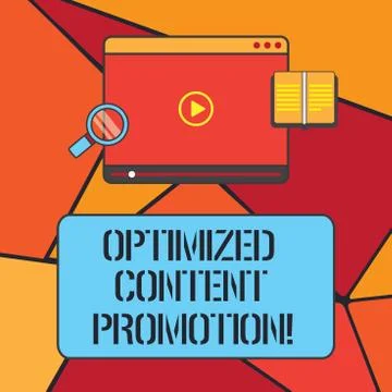 Conceptual hand writing showing Optimized Content Promotion. Business photo Stock Illustration