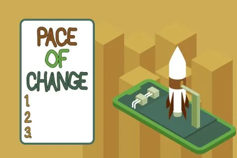 Conceptual hand writing showing Pace Of Change. Business photo text Shift in Stock Illustration