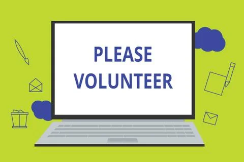 Conceptual hand writing showing Please Volunteer. Business photo showcasing Stock Illustration