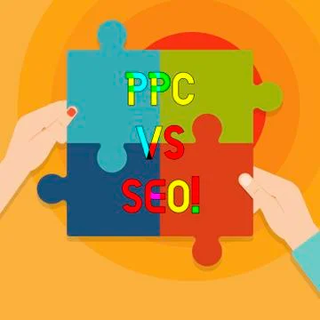 Conceptual hand writing showing Ppc Vs Seo. Business photo text Pay per click Stock Illustration