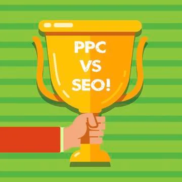 Conceptual hand writing showing Ppc Vs Seo. Business photo text Pay per click Stock Illustration
