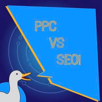 Conceptual hand writing showing Ppc Vs Seo. Business photo showcasing Pay per Stock Illustration