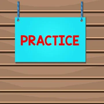 Conceptual hand writing showing Practice. Business photo text the actual Stock Illustration