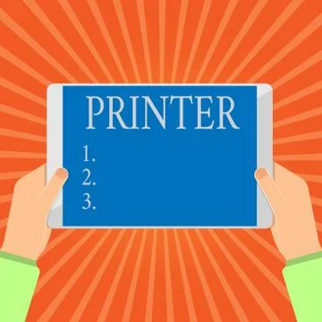 Conceptual hand writing showing Printer. Business photo showcasing Device used Illustrazione stock
