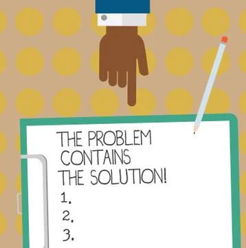 Conceptual hand writing showing The Problem Contains The Solution. Business 스톡 일러스트