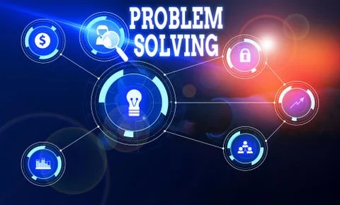 Conceptual hand writing showing Problem Solving. Business photo text process of Foto stock