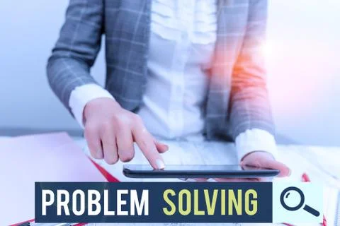 Conceptual hand writing showing Problem Solving. Business photo text process of Foto stock