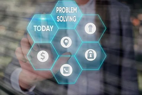 Conceptual hand writing showing Problem Solving. Business photo text process of Foto stock