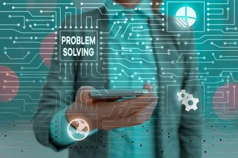 Conceptual hand writing showing Problem Solving. Business photo showcasing Foto stock