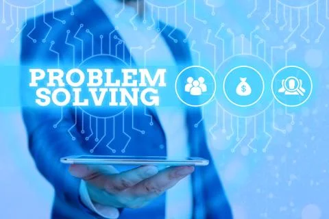 Conceptual hand writing showing Problem Solving. Business photo showcasing Foto stock